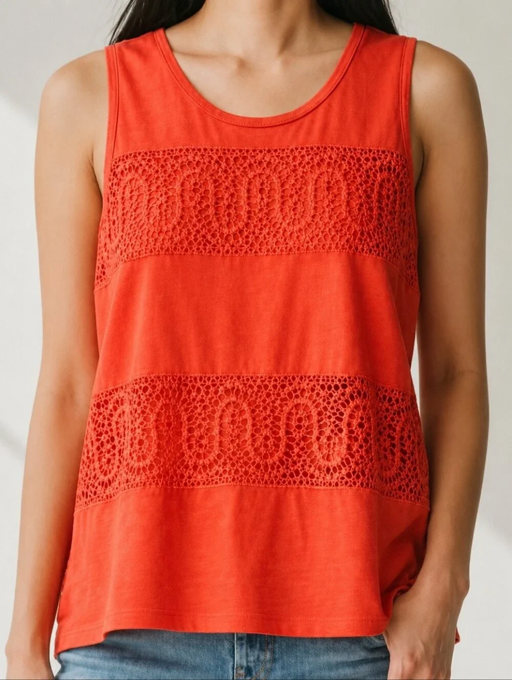 ❤ J CREW EMBROIDERED TANK TOP, 100% COTTON, XXS